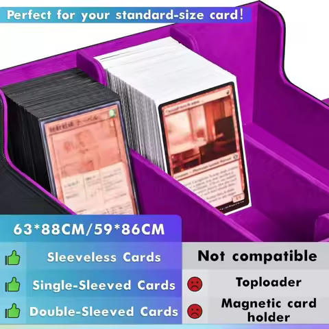 1800+ Trading Card Storage Box PU Leather Magnetic Closure Commander Card Deck Case Portable Splicing Color Card Protection Box