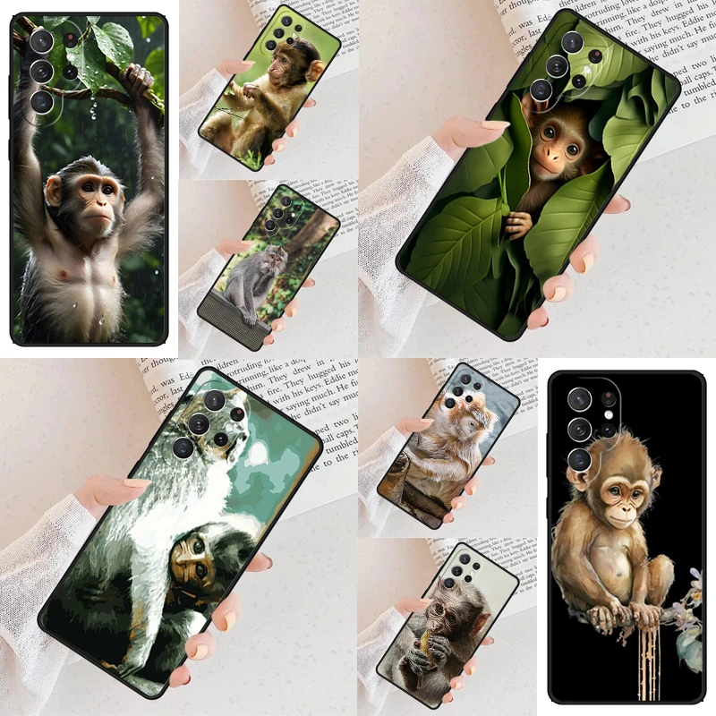 Cute Monkey Animal Cell Phone Case for Samsung Galaxy S26 Ultra S25 S24 S23 S22 S21 S20 Note10 Cover