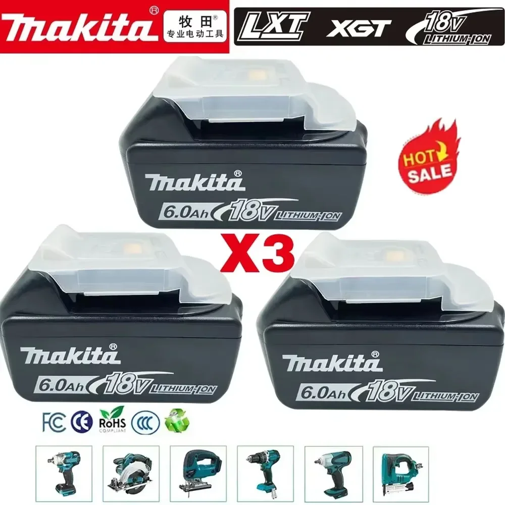 

100% Original makita 18 v battery, Replaceable LED Lithium-ion Makita 6Ah 18V BL1860B BL1860BL1850 makita battery 6ah france