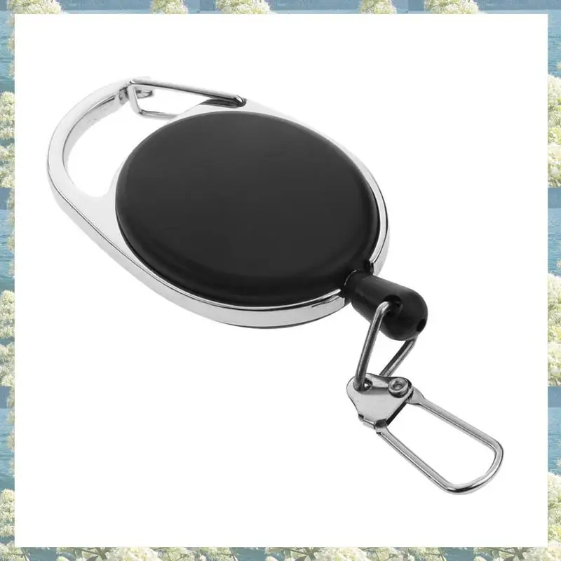 New-4X mosquetón retráctil de alta resistencia, carretes Tinker, cable de tracción de 60Cm con Clip para llavero, negro