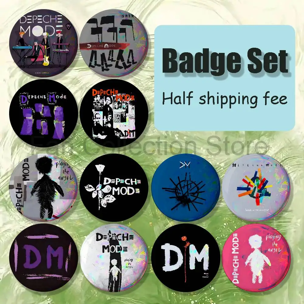 Music D-Depeche Mode Band Brooches for Backpack Accessories 25,32,44,58,75mm Round Enamel Pins 4-piece set Cartoon Anime Badge