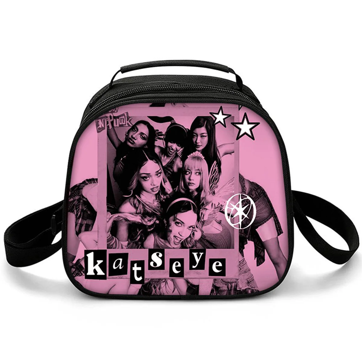 

Мультяшная сумка-кроссбоди Kpop Katseye, полукруглая термоизолированная сумка для еды, 3D-печатная изолированная сумка-холодильник для обедов