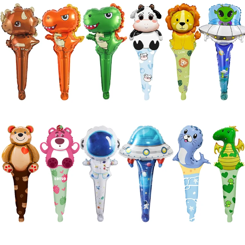 10/30/50 قطعة الكرتون يده الألومنيوم احباط بالونات مجموعة الأسد البقرة حفلة عيد ميلاد ألعاب أطفال مهرجان لوازم يده عصا