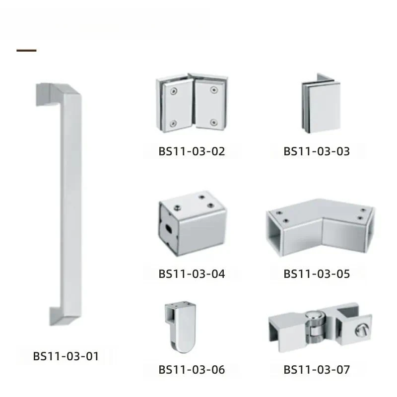304 stainless steel modern bathroom accessory set with glass door hinges and handles