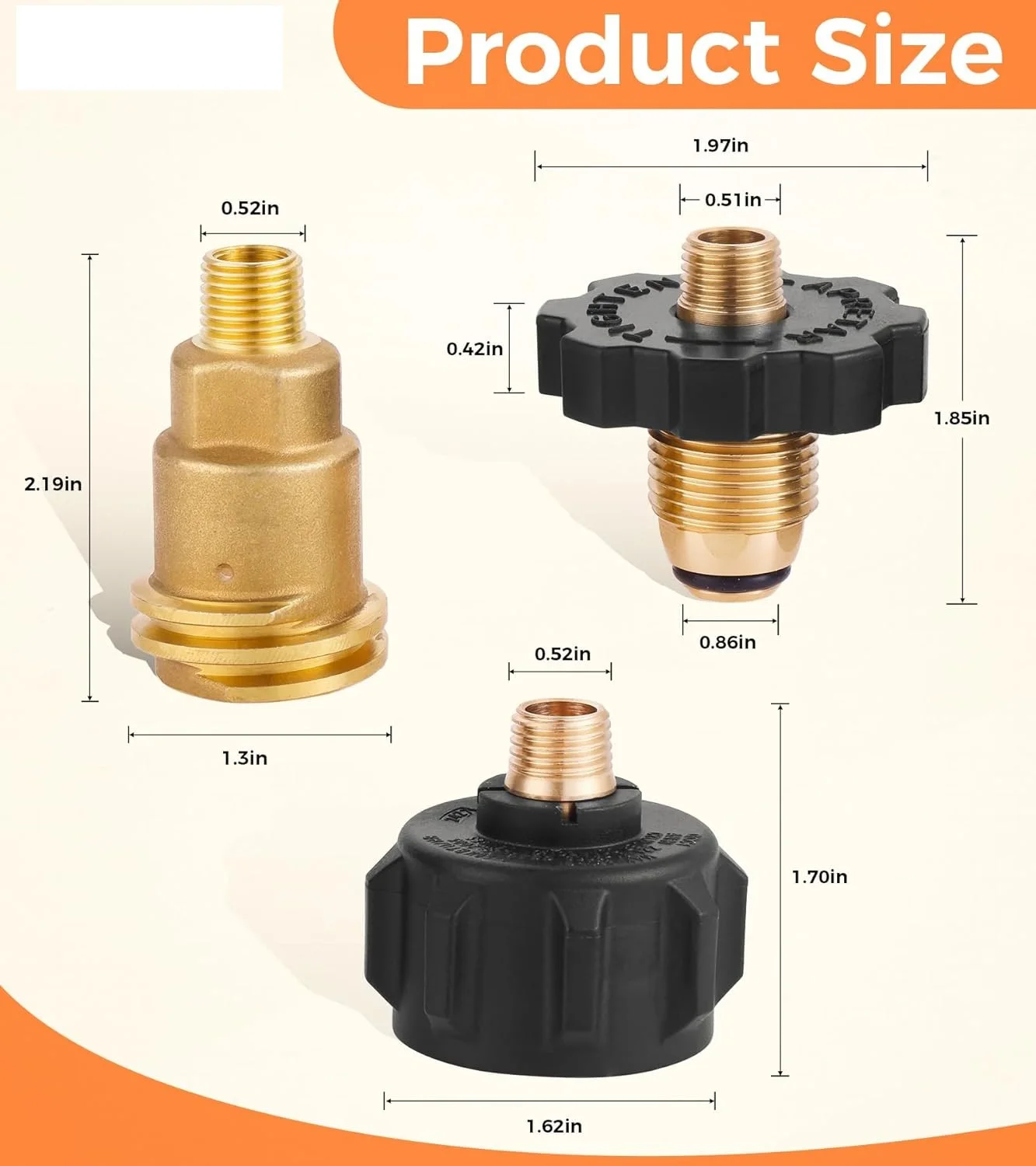 3Pcs Propane Gas Brass Fitting Adapters – QCC1 Male/POL Female to 1/4