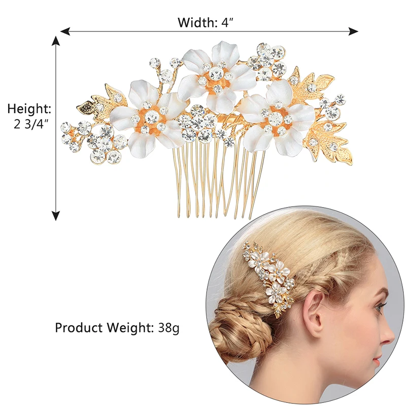 Alloy Flower Women\'s Hair Comb Sparkling Rhinestone Hairpin Hair Accessories Fashion Party Exquisite Headdress Festive Gifts