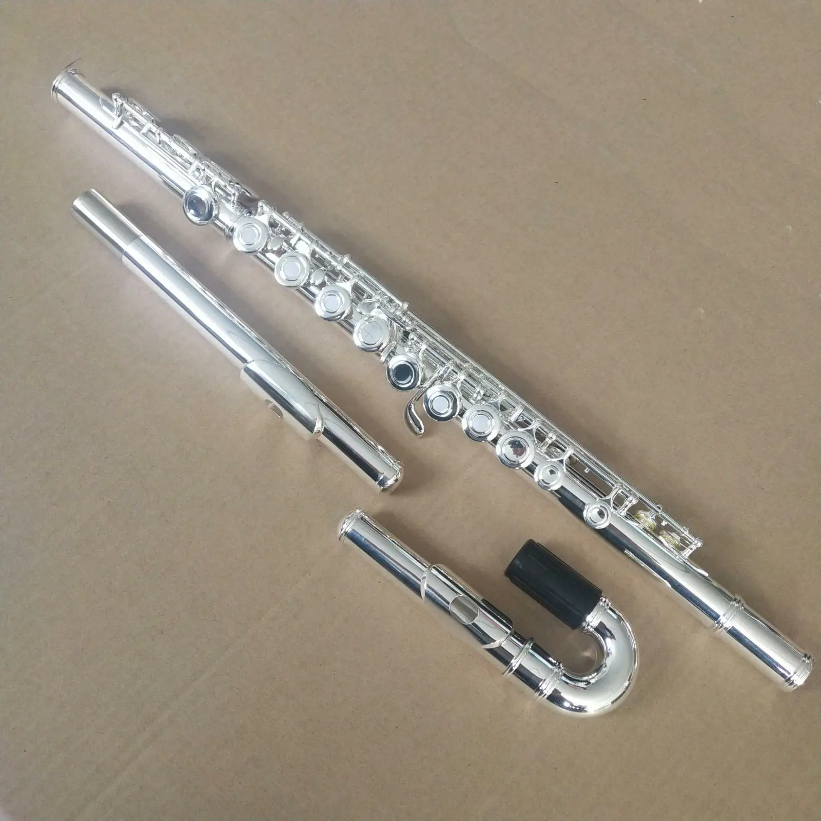 Curved Head Joints 16 Open Hole Silver Plated C Flute w Straight