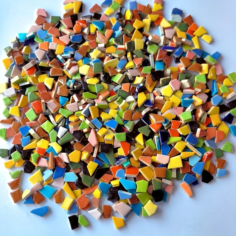 100/200 grammes de matériaux de mosaïque colorés de couleur dopamine, pièces de mosaïque colorées irrégulières de plusieurs tailles, adaptées aux créations artistiques faites à la main, aux incrustations murales et de comptoirs, aux puzzles en mosaïque, à la décoration intérieure et à d'autres usages.