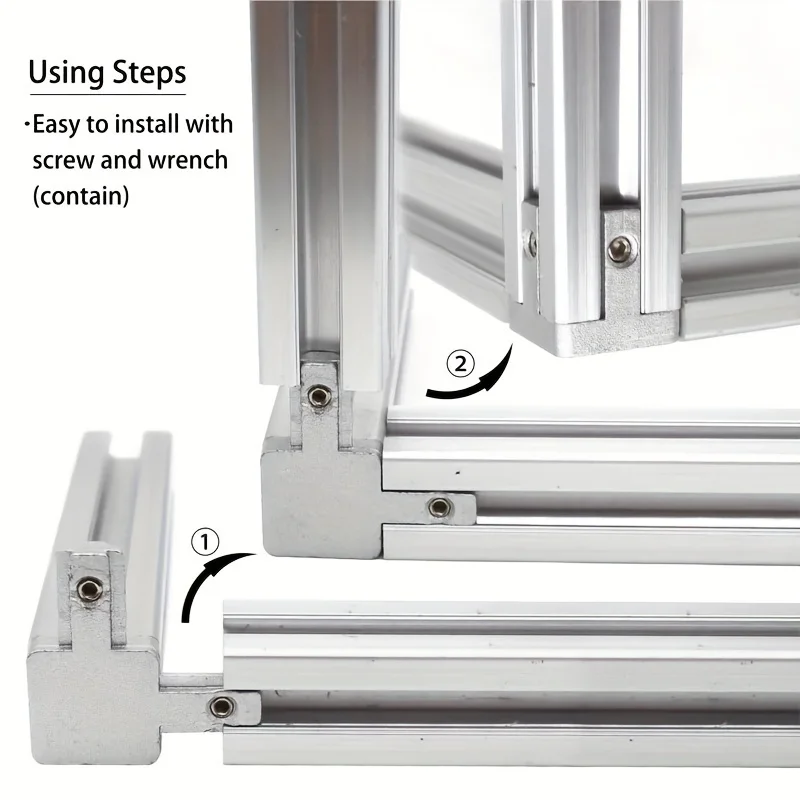 8Pcs Aluminum Profile 90 Degree Corner Bracket, T-slot Interior Connector Joint with Screws Wrench for 2020 Extrusion Frame view 6