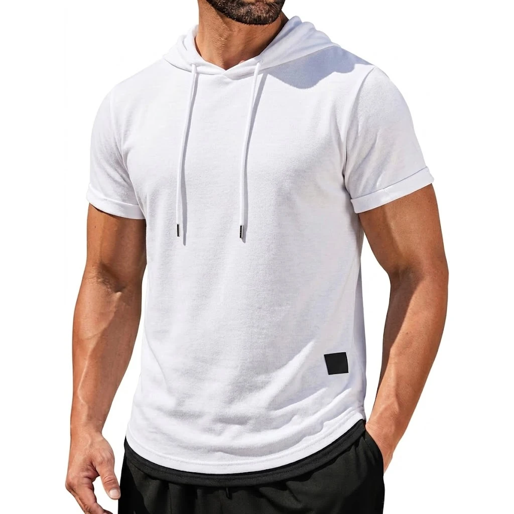 Lightweight Hooded Men's Fitness T Shirt - Image 2