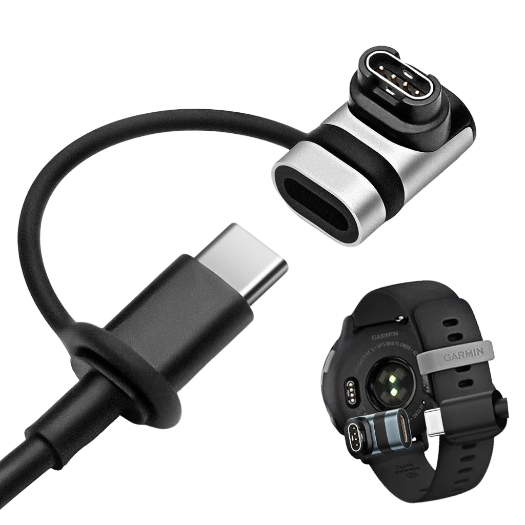 Secure Fit USB C Charging Adapter for Garmin Fenix 7 7S 6 6X 6S Smartwatch Type C Connector Dock Cable Set Kit Case