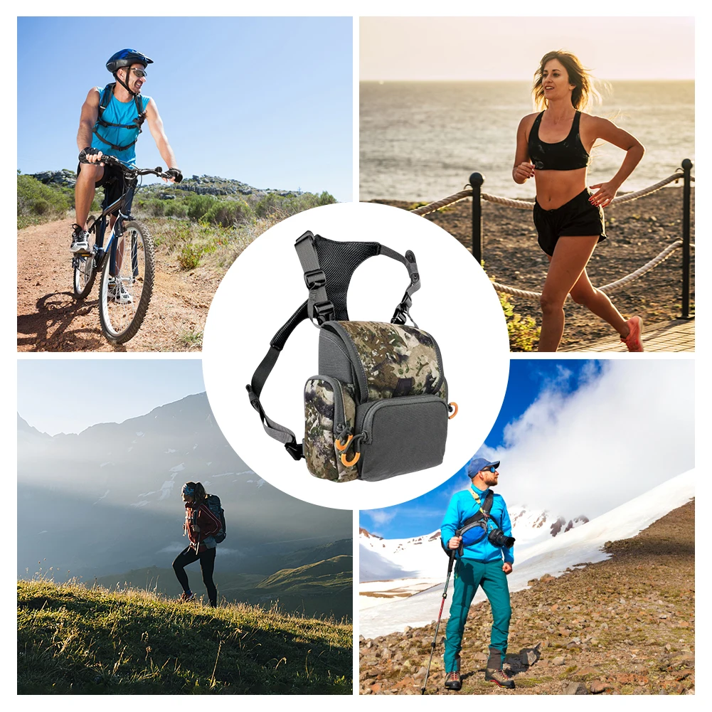 Fernglas-Gurt-Brusttasche mit Entfernungsmesser, wasserdichte Tasche, verstellbare Bino-Hülle mit großer Kapazität für Jagd, Wandern
