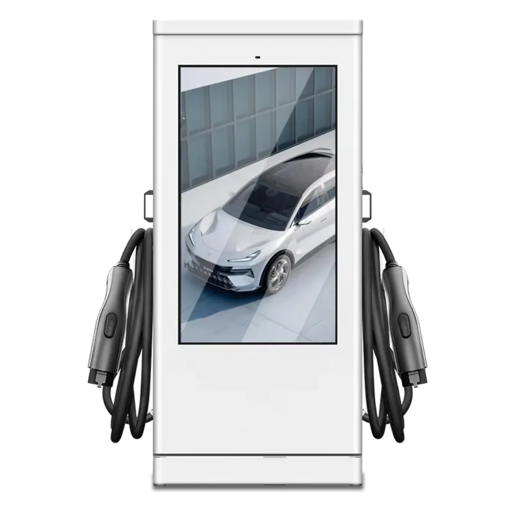 Commercial 55-Inch Advertising Screen EVSE 60-240kw CCS1 CCS2 Electric Vehicle Charger EV DC Charging Station