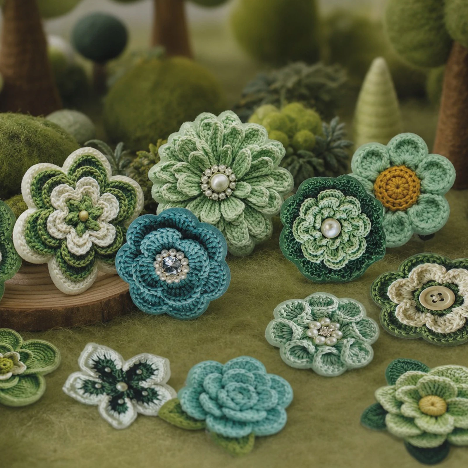 Etori Life 50Pcs Multi-Colored Knitted Felt Floral Die-Cut Sticker Pack with 3D Embroidery-Like Floral Patterns DIY Handmade Decoration Materials for Envelopes, Photo Frames, Suitable for Gift Box Packaging, Handbags, Phone Backs, Guitars, Helmets and Bicycles, Scrapbooking Supplies, Room Decoration, Vintage Parties, Art Aesthetics, Student Gift Paper Bags, Art Supplies, Cycling Decals