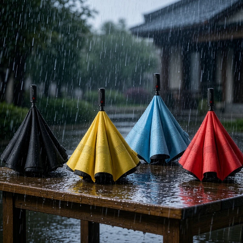 One Click Automatic Reverse Umbrella Long Handle Enlarged Straight Handle Windproof Design for Car Travel Commute Use 역방향 우산