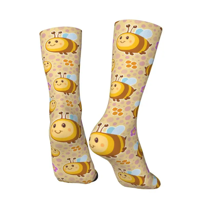 

Custom Cute Bee Flower Pattern Men's Crew Socks Unisex Kawaii 3D Printed Dress Socks