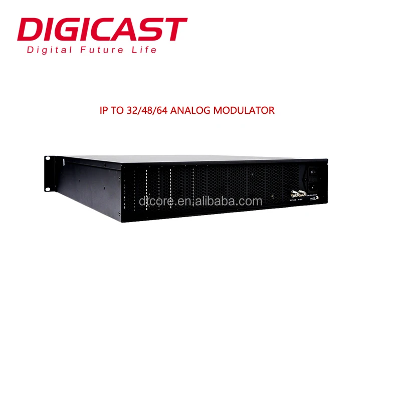 Digicast CATV H.265/H.264 32/48/64 Channels TS Converter IP to Analog RF Modulator with BISS Decryption PAL/NTSC/SECAM Output
