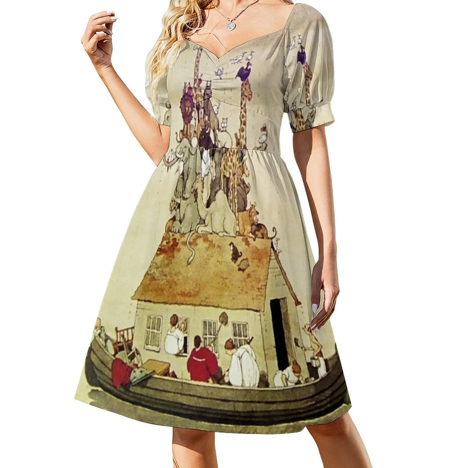 

“Noah’s Arc” by W Heath Robinson Short Sleeved Dress loose summer dress Dress