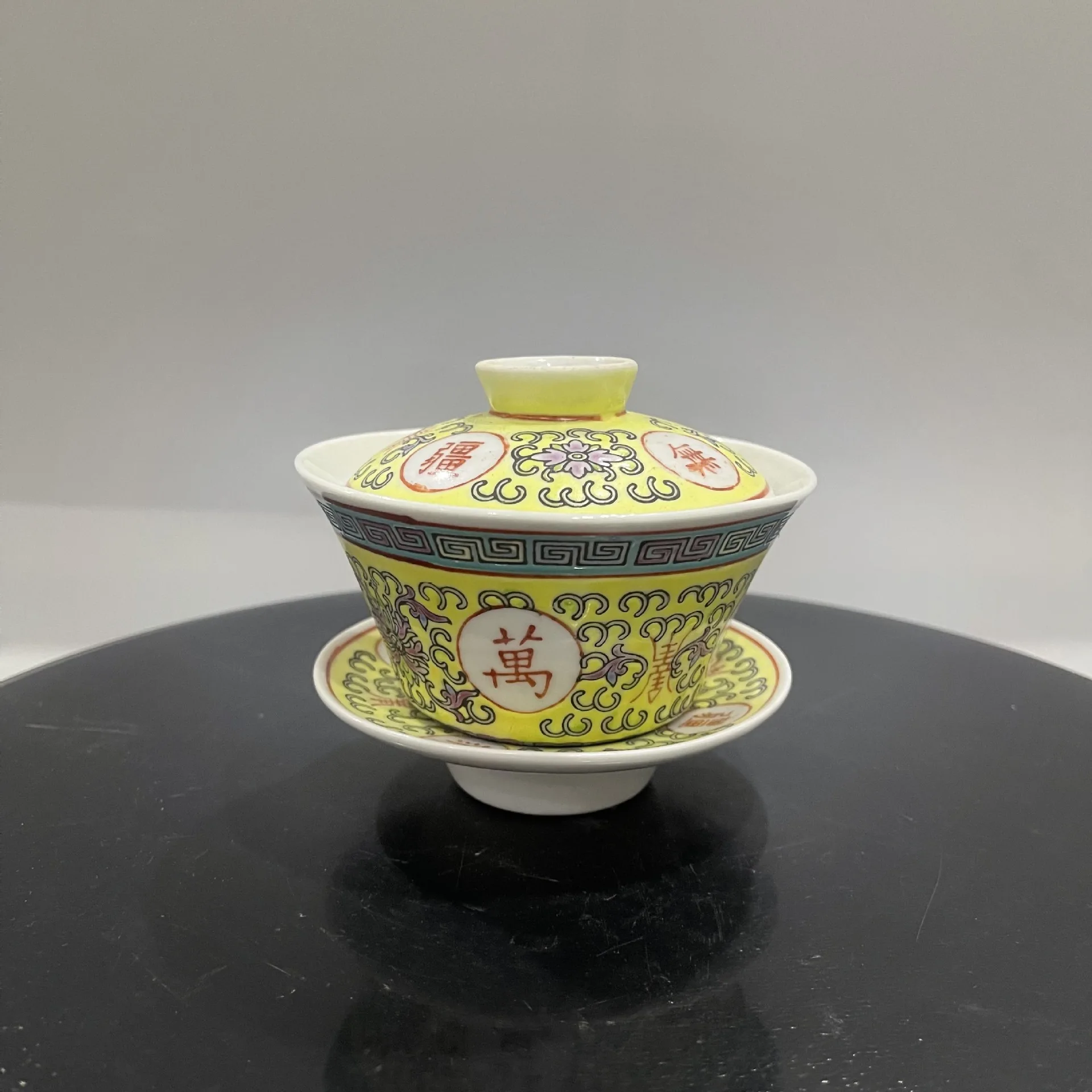 Jingdezhen Wanshou Wujiang Glaze on Pastel with Lid Gaiwan Tea Kombucha Hand Painted 80 Years Goods