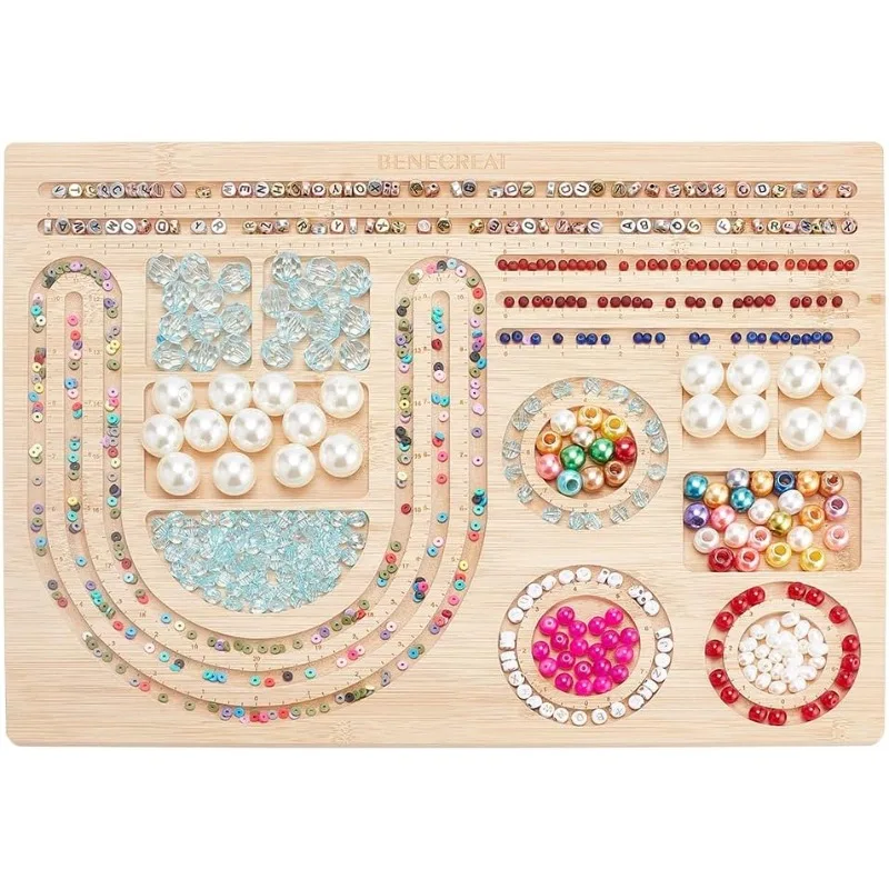 

1pc Bamboo Bead Board Bead Design Board Bead Making Supplies Beading Trays Mats 15.3x11.4 Inch for Bracelet Necklaces Jewelry