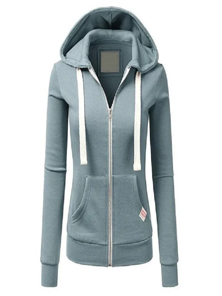 Amazon 2024 new hoodie women\'s sports pocket cardigan zippered hoodie manufacturer direct sales