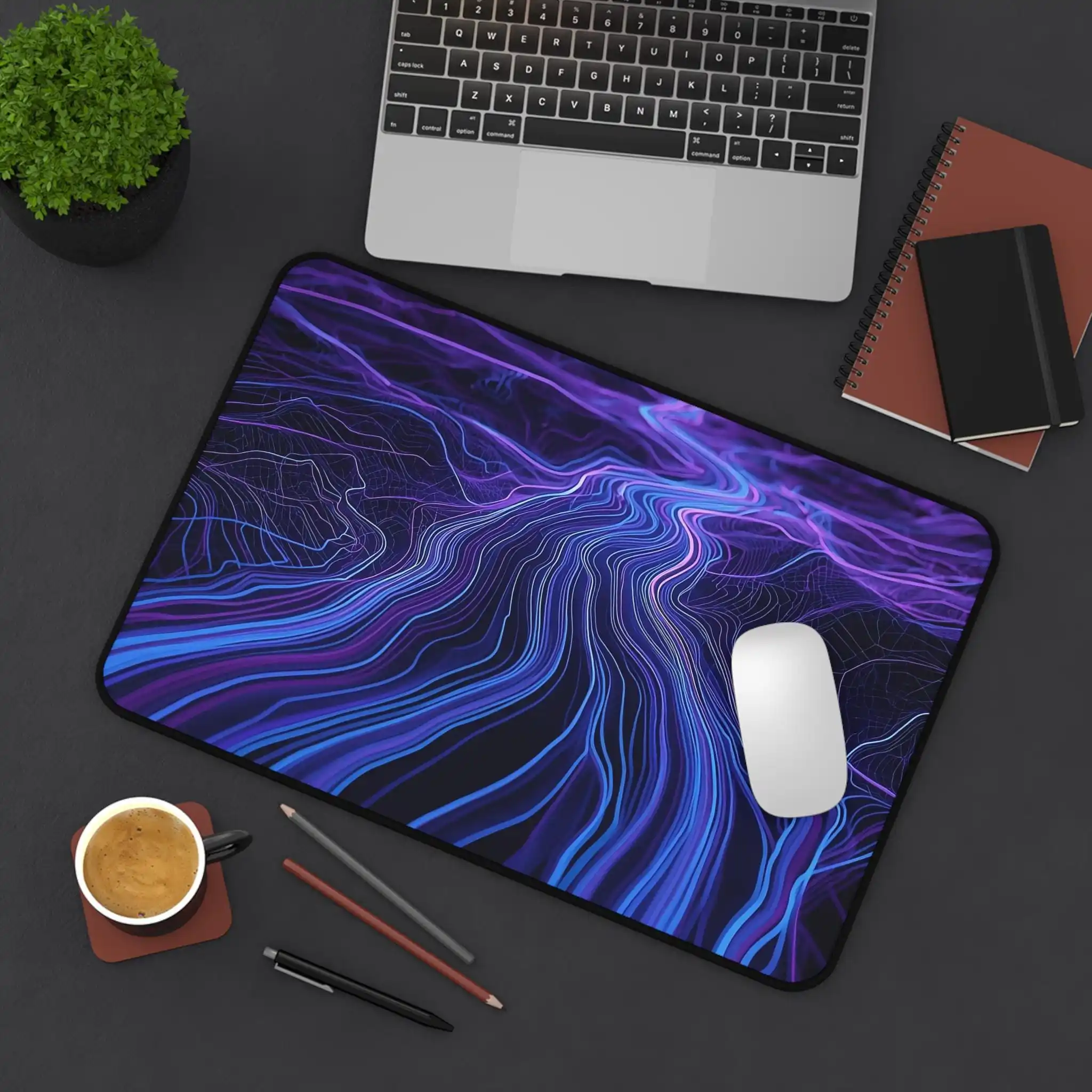 Neon Terrain Desktop Mat,office Decorative Mat,non-slip and Waterproof Gaming Keyboard and Mousepad,the Perfect Gift for Friends