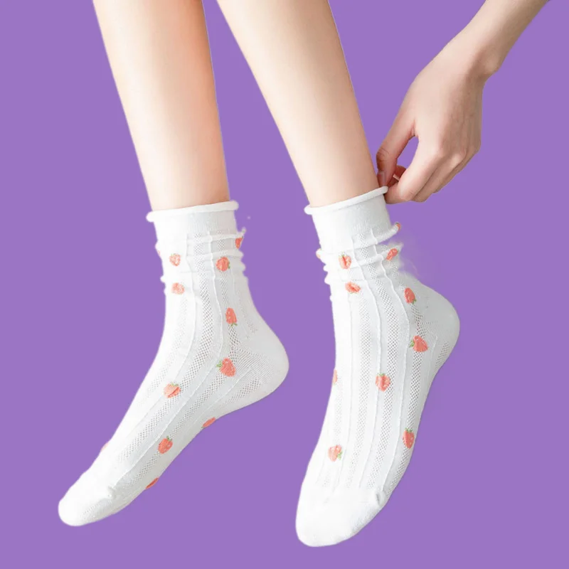 

2/4 Pairs Ladies Spring And Summer Mid-tube Breathable Socks Women's Confinement Socks Thin Loose-fitting Maternity Socks