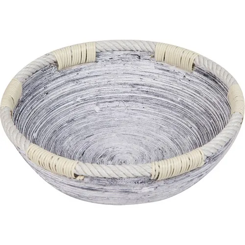 Synergy Store Round Gray Multi-Purpose Bamboo Fruit Bowl