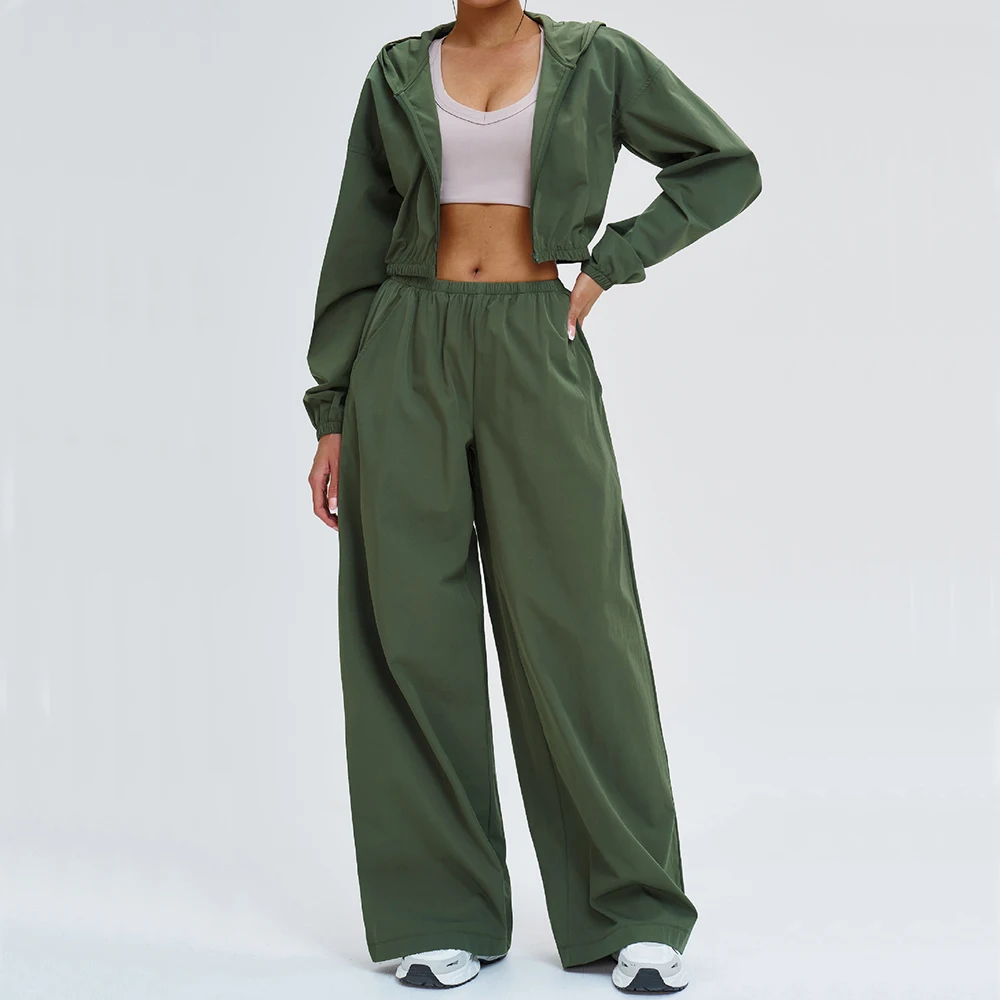 

2 Piece Yoga Set Women's Sports Sun Protection Set Zipper Windproof Hooded Sun Protection Leisure Set Outdoor Sports Cycling Set