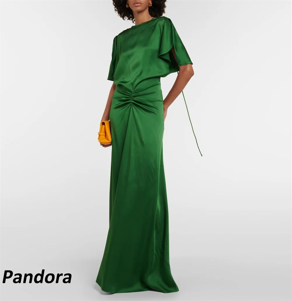 

Pandora Green O-neck Formal Evening Gown with Half Sleeves Mermaid Floor-length Ball Dress Arab Women's Wedding Party Dress