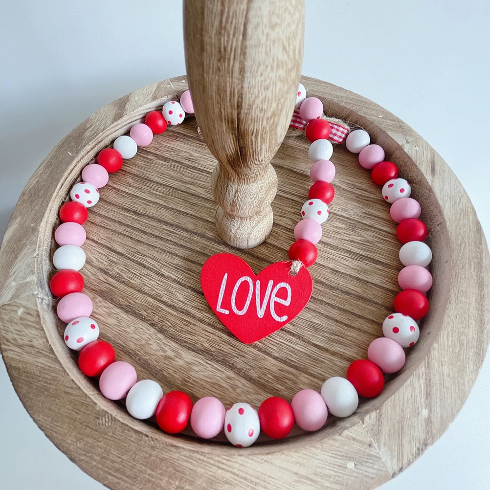 

Valentine'S Day Wood Bead Garland Tassel Decoration 2024 Party Wedding Anniversary Home Wall Tree Window Pendant 120Cm 150Cm