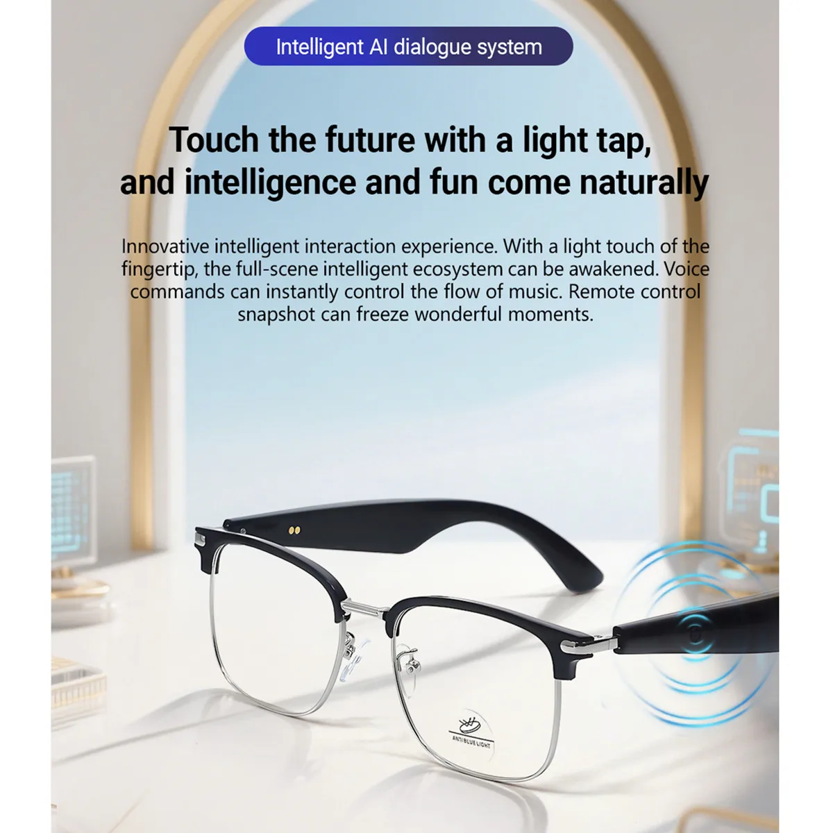 Smart Glasses Translate Language Answer Call Voice Assistant Listen Songs Anti Blue Light 100+Language Translation Smart Glasses