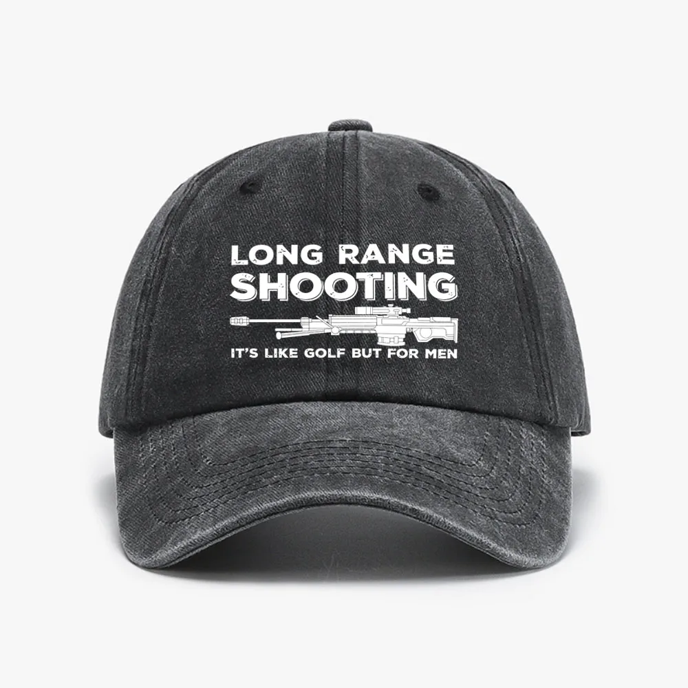 Funny Long Ranges Shooting print baseball cap Summer casual Vintage Distressed Denim Washed hat Men Dad Hats Cool Caps