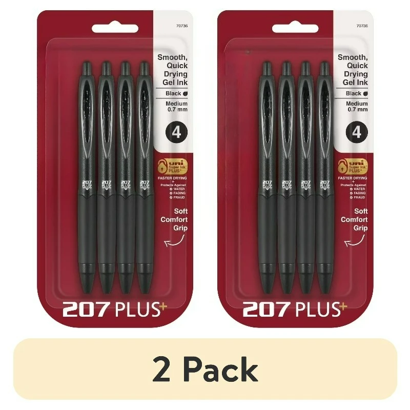 

Набор из 207 гелевых ручек Plus+ с выдвижным механизмом, средний размер стержня (0,7 мм), черные, 4 штуки в упаковке