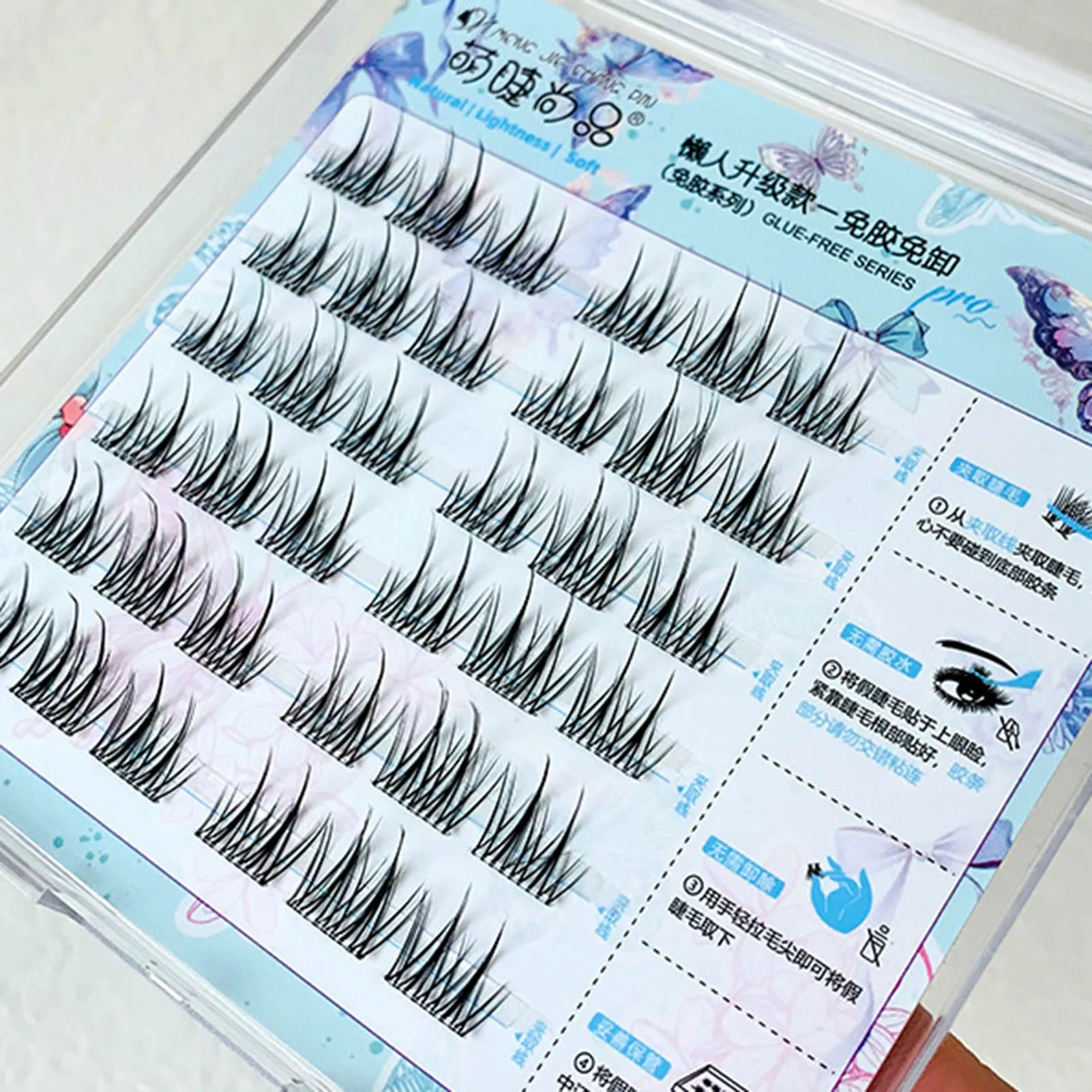 Lijmvrije Diy Lash Extensie Zelfklevende Wimpers Clusters Zonnebloem Doe-Het-Zelf Anime Ogen Wimpers Extensie Vergrote Ogen Make-Up