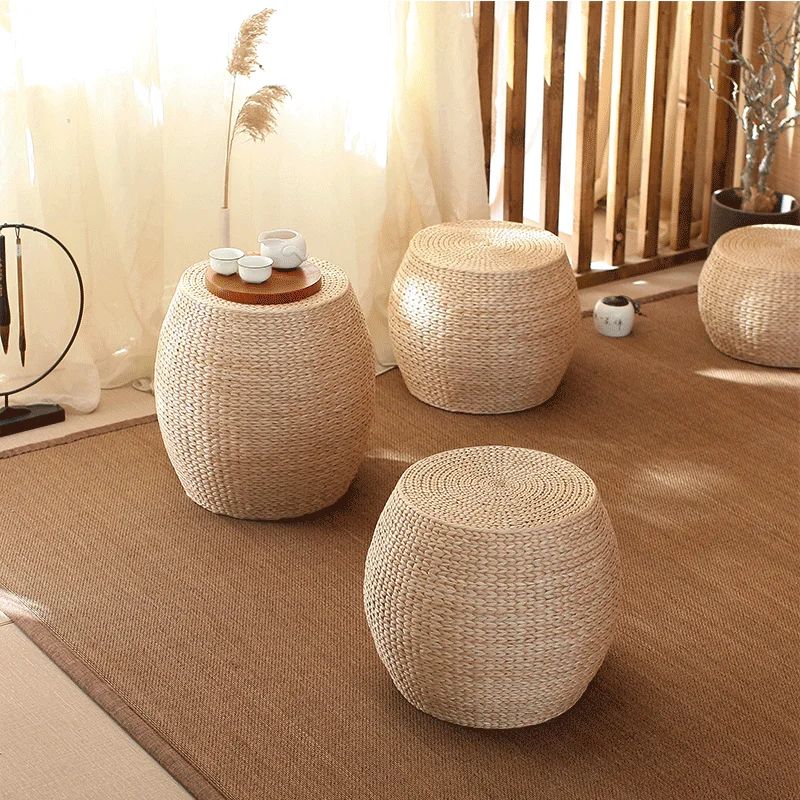 

Japanese-style heightening futon household straw-woven pier changing shoes stool living room low stool sofa stool balcony small