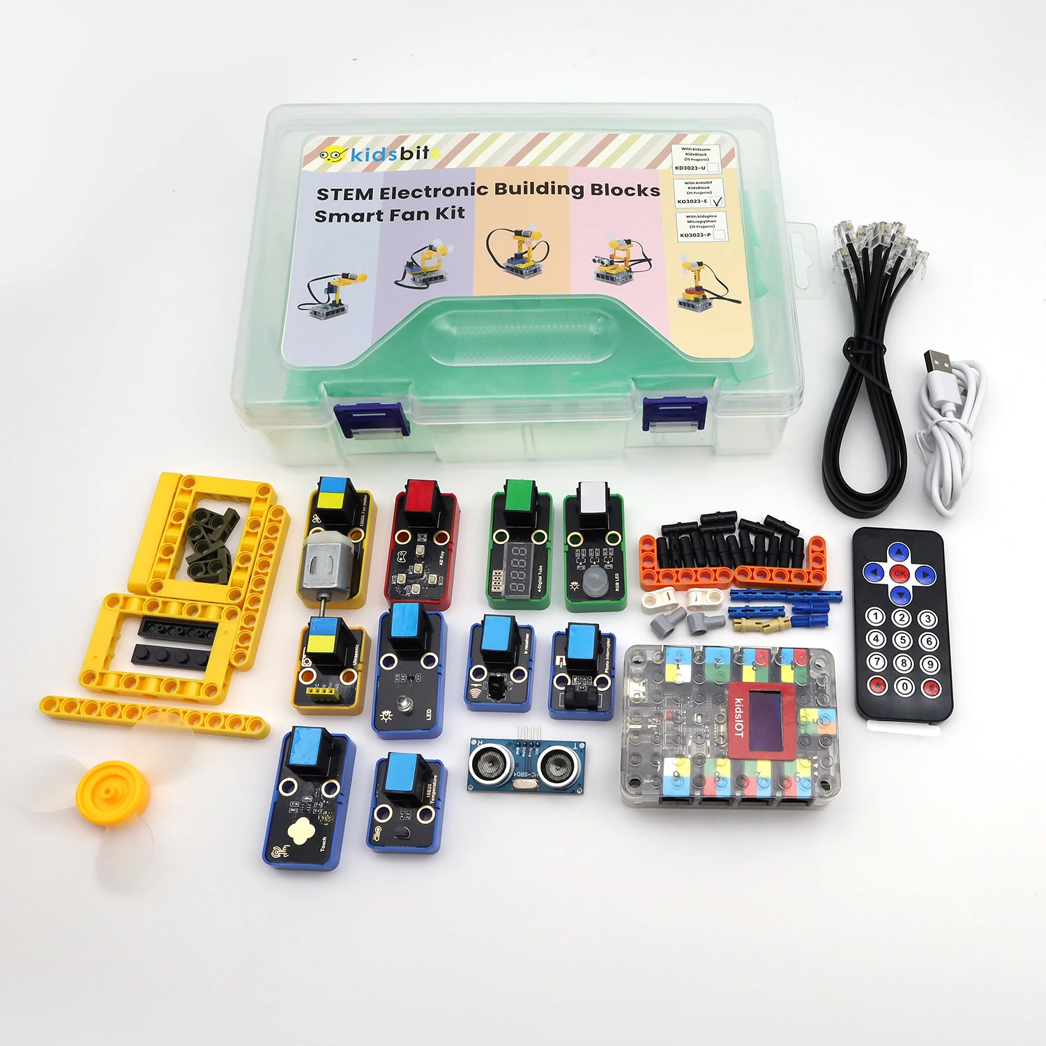 Kidsbits STEM Electronic Building Blocks Smart Fan Kit Compatible Lego Blocks For Arduino UNO & Pico & Arduino ESP32 Controller