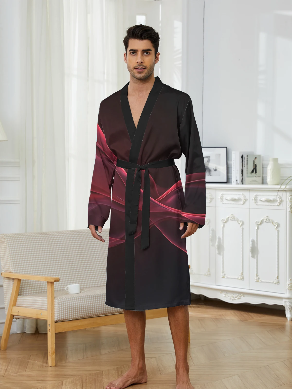 1pcs Men's Robes 2026 Spring/Summer Sleepwear Shower robe dressing gown 3D Printed Breathable Men's bathrobe bath robe Graphic