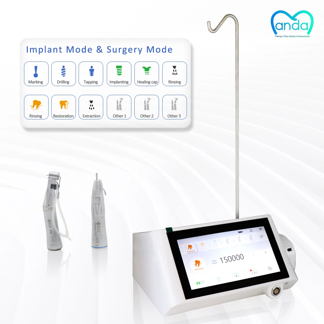 ESCO PearlyPro Dental Implant Motor Kit Touchscreen Surgery Motor 20:1 Handpiece Extra Straight Handpiece Foot Control