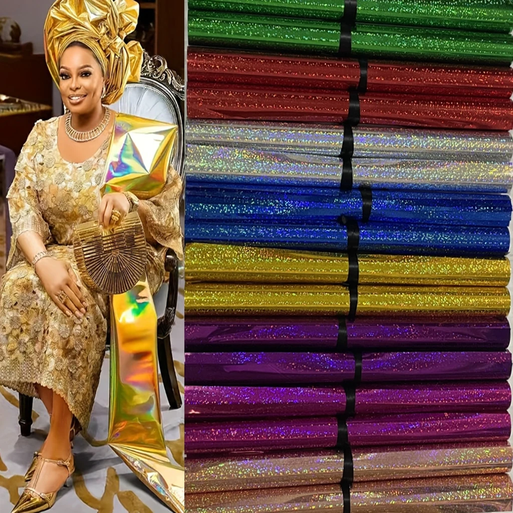 2025 Latest High Quality Thin Metallic Luster Traditional 3D SEGO Nigerian Gele & Ipele Headscarf Set For African Head Tie 2 Pcs