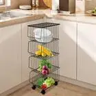 4Tier Fruit And Vegetable Storage Rack Kitchen Organizer Storage Bin With Roller