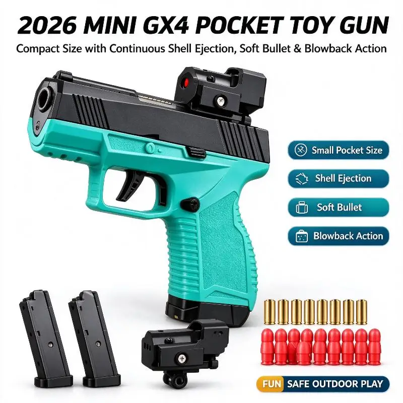 Red Dot Sight Equipped Mini GX4 Pocket Toy Macaron Blowback Shell Eject Model For Backyard Shooting Activity