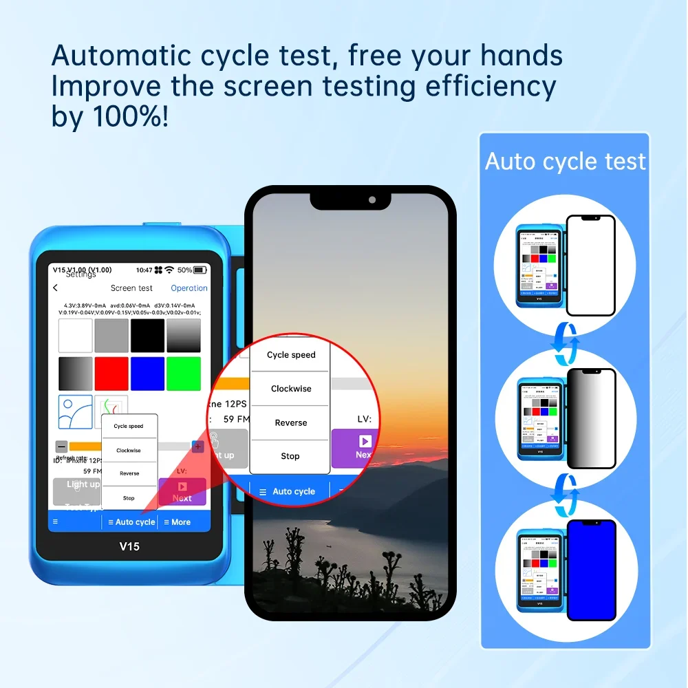 JC JCID V15PM Screen Tester For iPhone X XS XR 11 12 13 14 15 Pro Max Plus Mini MIPI EDP Screen Screen Funciton Testing Repair