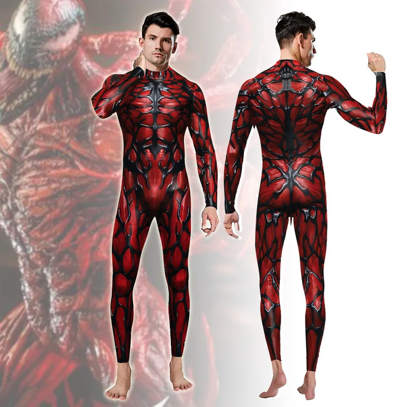 

Superhero Carnage Massacre Cletus Kasady Sexy Slim Jumpsuit Catsuit Cosplay Costumes Zentai Man Bodysuit Fancy Dress Halloween