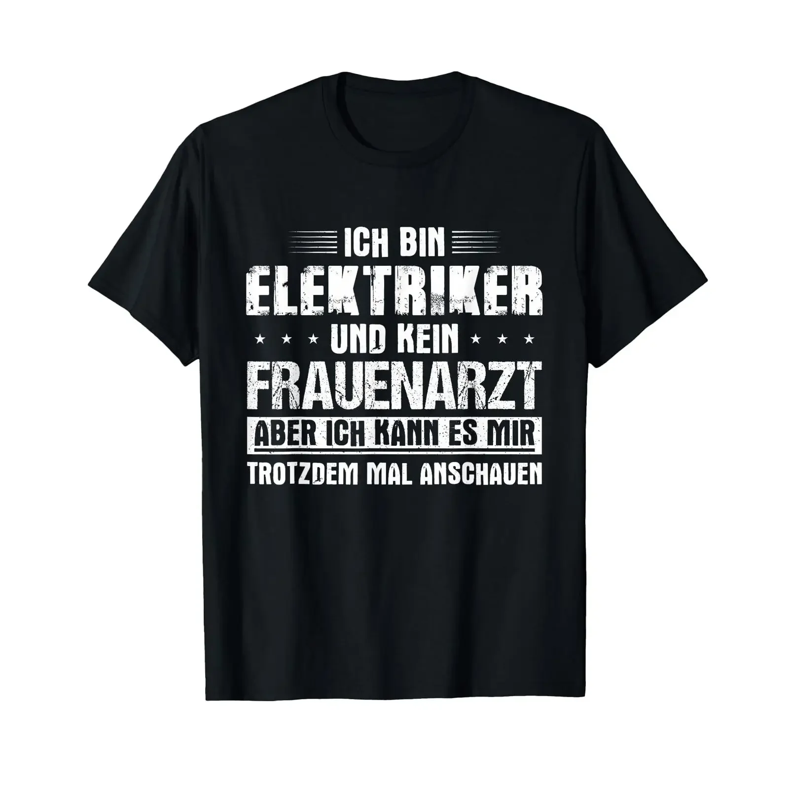 Мужская футболка с немецким текстом «Ich bin Elektriker und kein Frauenarzt» в винтажном стиле, с эффектом потертости, унисекс, с графическим принтом.