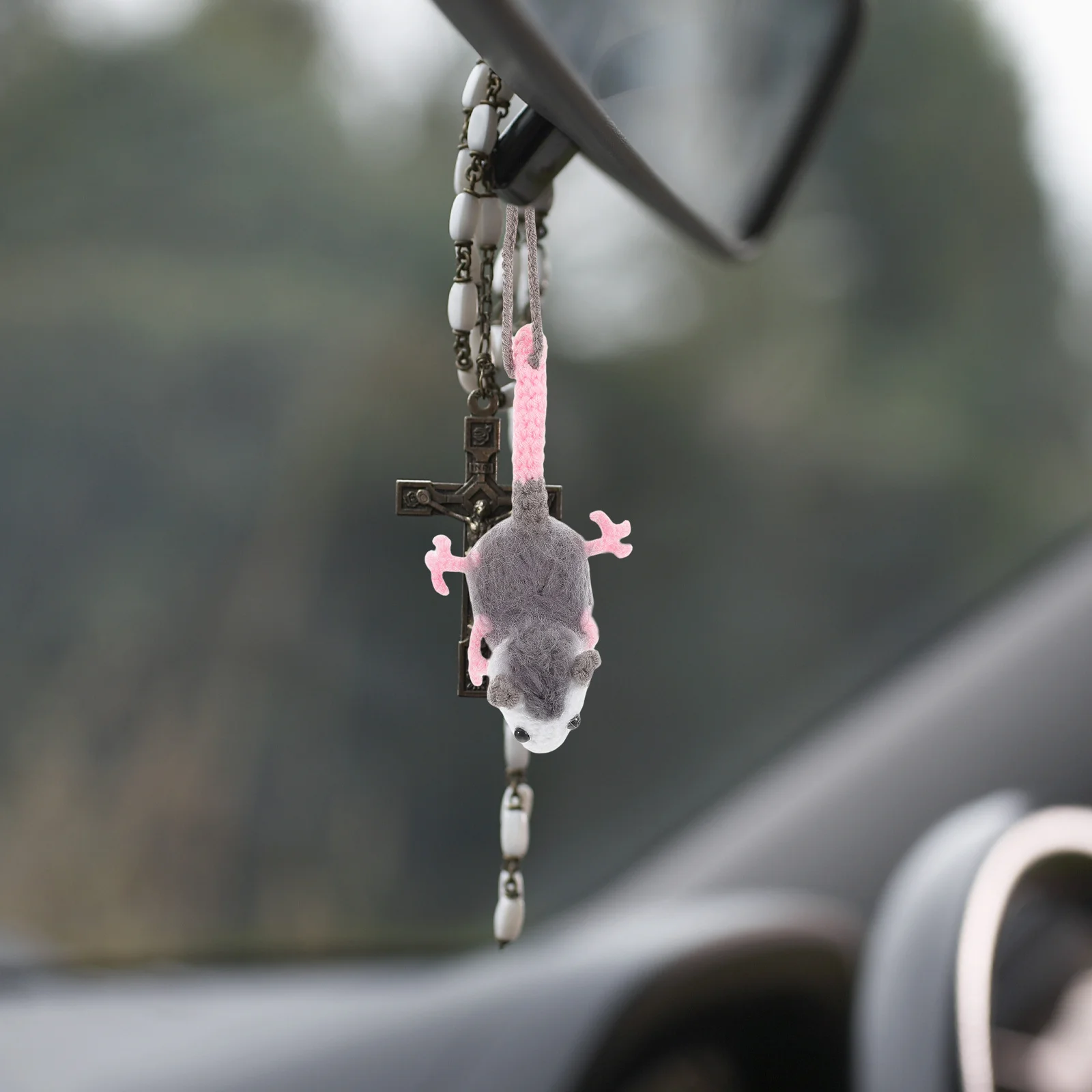 

Cute Didelphid Car Rearview Mirror Pendant Adorable Auto Interior Decorations Hanging Ornament Cute Rearview Mirror Pendant