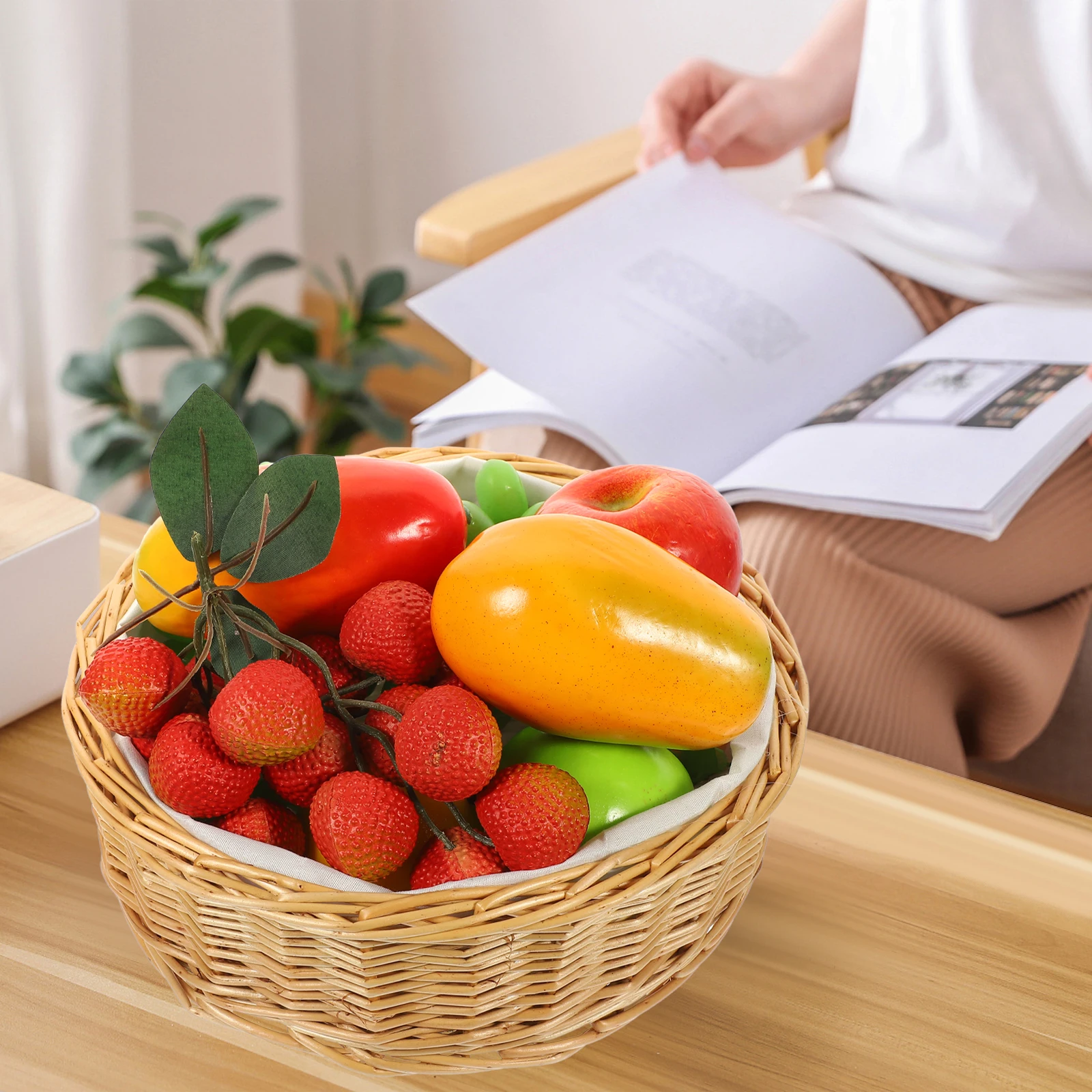 

Bread Basket Home Decor Serving Water Tank Round Woven Wicker Cloth Baskets for Fruit