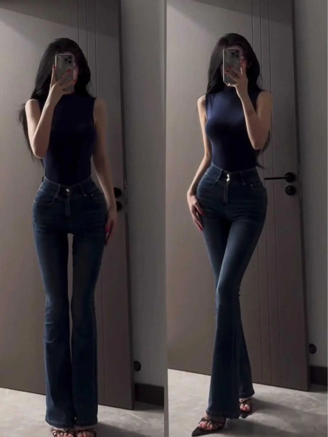 

Джинсы-буткат из хлопкового стрейч-денима с высокой талией для осеннего сезона, женские, с эффектом подтяжки ягодиц, с подкладкой, с манжетами на талии Pure Desire