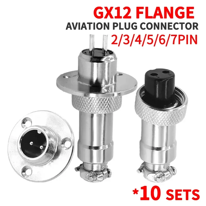 

10sets GX12 Flange mounting 3-hole fixing aviation connector plug&socket 2/3/4/5/6/7/8/9/10/12/14pin circular connectors ﻿