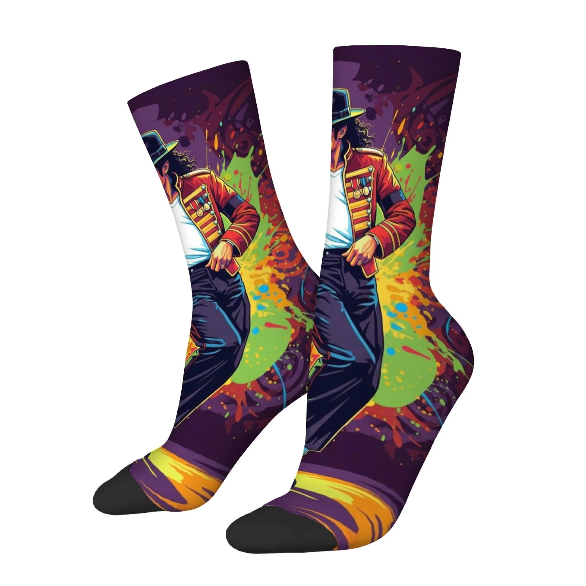 MJ-Style Pop Music Dance Hip-Hop Socks Retro Fashion Casual Sports Men's Socks Novelty Funny Compression Socks Crazy Party Gifts